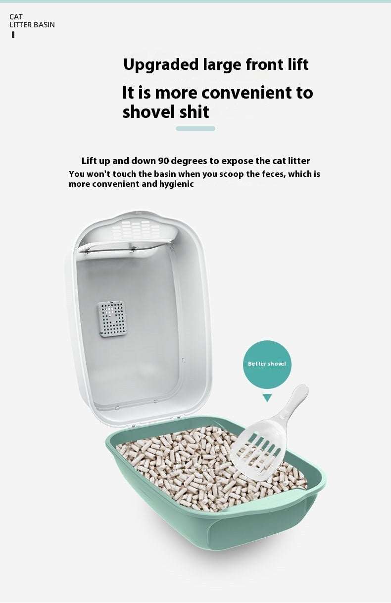 PetHaven.comLitter Box Fully Enclosed Cat ToiletLitter Box Fully Enclosed Cat ToiletProduct information:


 Size: 50 * 35 * 33cm
 
 Color: Sakura Pink, Sapphire Blue Deep Sky Grey
 
 Material: PP material
 
 

Packing list: 

Cat litter box x 1pc 

Litter box