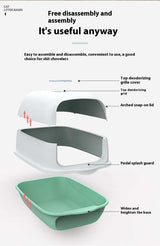 PetHaven.comLitter Box Fully Enclosed Cat ToiletLitter Box Fully Enclosed Cat ToiletProduct information:


 Size: 50 * 35 * 33cm
 
 Color: Sakura Pink, Sapphire Blue Deep Sky Grey
 
 Material: PP material
 
 

Packing list: 

Cat litter box x 1pc 

Litter box