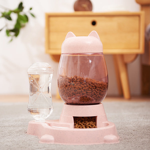 PetHaven.comAutomatic pet feeder drinking fountainAutomatic pet feeder drinking fountainProduct Name: Pet Feeder
 
 Product size: 26 * 21 * 30cm
 
 (length, width, height)
 
 Capacity: water bottle 528ml bucket 2.21
 
 Product material pet material
 
 s0