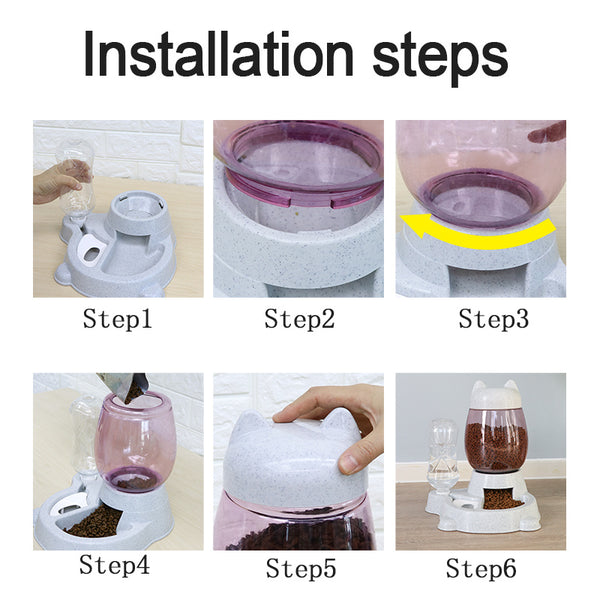PetHaven.comAutomatic pet feeder drinking fountainAutomatic pet feeder drinking fountainProduct Name: Pet Feeder
 
 Product size: 26 * 21 * 30cm
 
 (length, width, height)
 
 Capacity: water bottle 528ml bucket 2.21
 
 Product material pet material
 
 s0