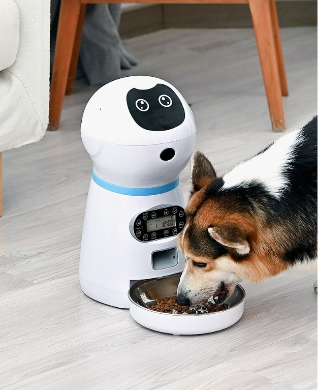 PetHaven.comAutomatic pet feederAutomatic pet feeder●Grain storage barrel: Removable grain barrel, easy to clean
 
 ●Applicable food: 5mm-12mm dry food
 
 Manual feeding: single feeding once, about 5g each time
 
 ●Au0