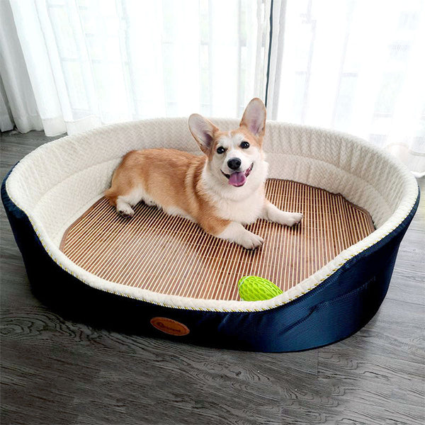 PetHaven.comWashable Summer Large Dog Sofa Summer Supplies Pet BedDoghouse Four Seasons Universal Removable And Washable Summer Large DoProduct information: 
 
 Color classification: Navy blue navy blue
 
 Applicable object: Dog
 
 Applicable size: Small 45CM (recommended for pets within 5 kg)
 
 Weibed