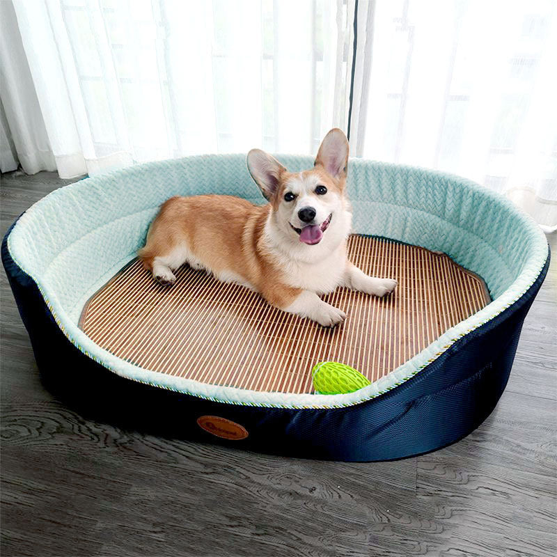PetHaven.comWashable Summer Large Dog Sofa Summer Supplies Pet BedDoghouse Four Seasons Universal Removable And Washable Summer Large DoProduct information: 
 
 Color classification: Navy blue navy blue
 
 Applicable object: Dog
 
 Applicable size: Small 45CM (recommended for pets within 5 kg)
 
 Weibed