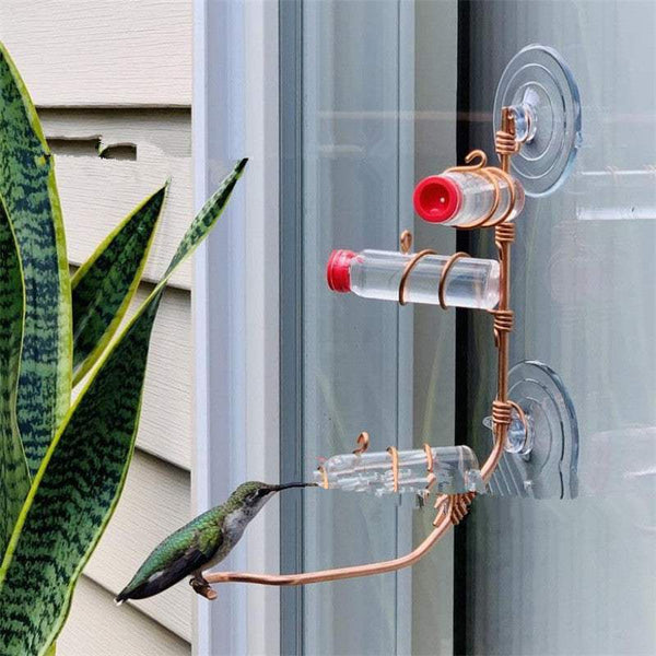 PetHaven.comGarden Bird Feeder Supplies Hummingbird Feeder Drinker Suction Cup EasyGarden Bird Feeder Supplies Hummingbird Feeder Drinker Suction Cup EasOverview
 
 1. This beautiful hummingbird feeder is handmade with copper wire, 2 PET bottles and suction cups.
 
 2. The 20ml bottle can be firmly installed in the c0