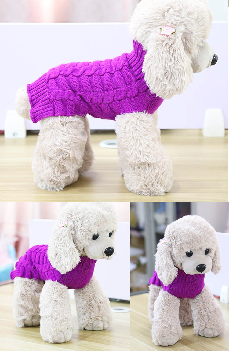 PetHaven.comCashmere Twisted Rope Pet Sweater Dog Clothes Pet ProductsCashmere Twisted Rope Pet Sweater, Dog Clothes, Pet ProductsProduct information:
 
 Material: Wool
 
 Style: pet sweater
 
 Features: sweater
 
 
 
 Size Information:
 
 Size: XS Bust 30cm, Back Length 30cm
 
 S chest circumf0