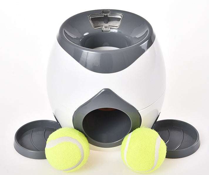 PetHaven.comSmart Pet Feeder Tennis Ball Missing Device Throwing Reward MachineSmart Pet Feeder Tennis Ball Missing Device Throwing Reward MachineOverview:
 
 
 1. This is a good helper to train your dogs.
 
 --Training your dog to put the ball into the machine
 
 --Wait for the ball roll out along the track (bowls