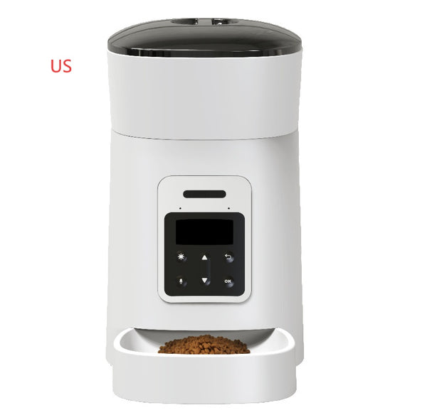 PetHaven.comPet feeder automaticPet feeder automaticMaterial: ABS
 
 Colors: White, Black
 
 Applicable pets: general
 
 Applicable scene: family
 
 Capacity: 4L
 
 Features: visible transparent top cover, separate gr0