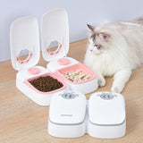 PetHaven.comPet Automatic Timing Feeder PuppyPet Automatic Timing Feeder PuppyProduct information:
 
 Material: Plastic
 
 Applicable object: Cat
 
 Specification: full double meal feeder/light gray
 
 Category: Pet tableware.
 
 Size: 242X2840