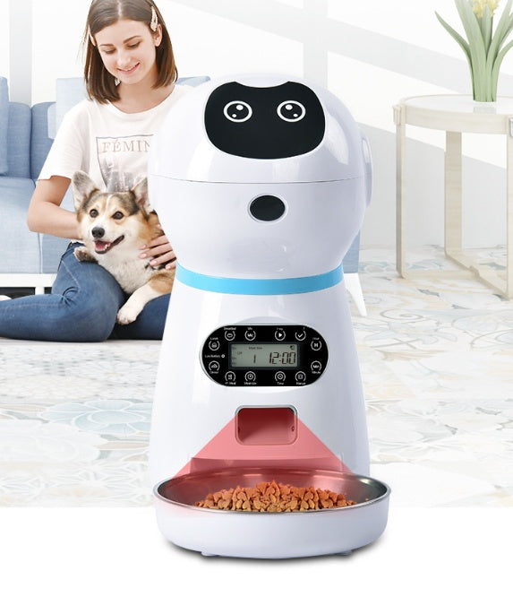 PetHaven.comAutomatic pet feederAutomatic pet feeder●Grain storage barrel: Removable grain barrel, easy to clean
 
 ●Applicable food: 5mm-12mm dry food
 
 Manual feeding: single feeding once, about 5g each time
 
 ●Au0