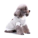 PetHaven.comChristmas Snowflake dog sweaterChristmas Snowflake dog sweaterMaterial: polyester
 
 Product Category: Sweaters
 
 Style: British
 
 Applicable gender: generic


 
 
 
 Size
 
 
 Length
 
 
 Bust
 
 
 Collar
 
 
 
 S
 21
 28
 20