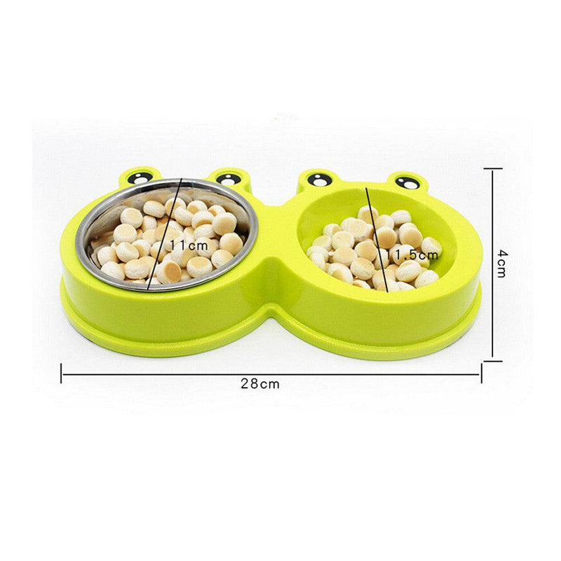 PetHaven.comFood Bowl Pet Food ContainerFood Bowl Pet Food ContainerSpecification: 
100% new quality 
Material: ABS / Stainless Steel 
Color: pink, green, blue 
Size: 28 * 11.5 * 4cm 
Easy to clean Can be used for food and water 
Pac0
