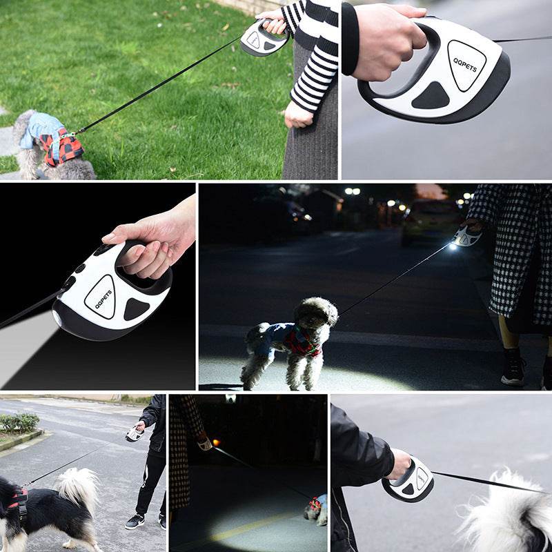 PetHaven.comPet Dog Automatic Retractable Fiber Leash Night Safety LED Shining Automatic Stretching Dog Hand Holding Rope Pet SuppliesPet Dog Automatic Retractable Fiber Leash Night Safety LED Shining AutOverview:
 
 Anti-slip rubberized frosted handle
 
 360° anti-winding
 
 Impact-resistant nylon plastic and glass fiber
 
 Durable nylon braid
 
 


 Specification:
pet walker
