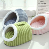 PetHaven.comThickenedThickened Three-dimensional Cat Nest Macaron Double-piece Autumn And WProduct information:
 
 Color: Small size 45*30*25, medium 55*40*30, large 60*45*35
 
 Specifications: pink, green, blue, yellow
 
 Material: cloth
 
 Applicable objbed