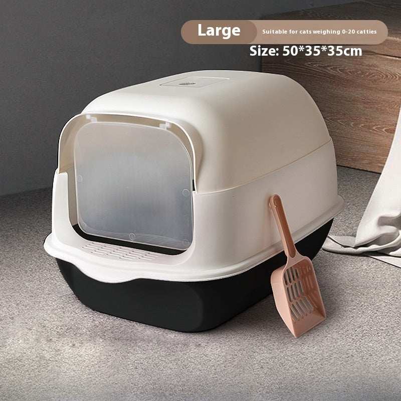 PetHaven.comLitter Box Fully Enclosed Cat ToiletLitter Box Fully Enclosed Cat ToiletProduct information:


 Size: 50 * 35 * 33cm
 
 Color: Sakura Pink, Sapphire Blue Deep Sky Grey
 
 Material: PP material
 
 

Packing list: 

Cat litter box x 1pc 

Litter box