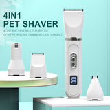 Multifunctional four in one LCD display electric hair clipper with USB charging and lithium battery.