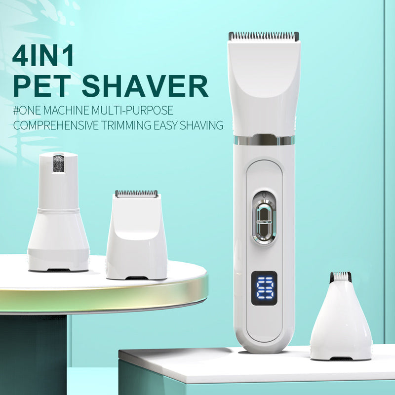 Multifunctional four in one LCD display electric hair clipper with USB charging and lithium battery.