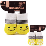 PetHaven.comdog dog socksThe dog dog socksMain fabric composition: polyester fiber (polyester)
Color: pink, yellow (4 packs)

 size:
 
 S: It is recommended to wear within 3 kg.
 
 
 M: It is recommended to socks