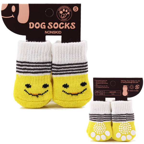 PetHaven.comdog dog socksThe dog dog socksMain fabric composition: polyester fiber (polyester)
Color: pink, yellow (4 packs)

 size:
 
 S: It is recommended to wear within 3 kg.
 
 
 M: It is recommended to socks