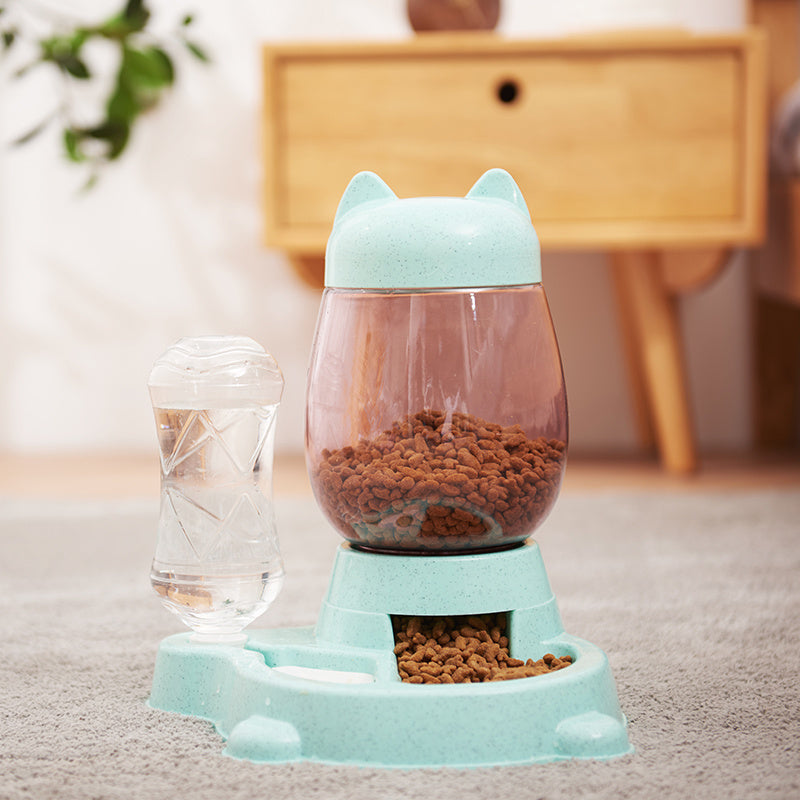 PetHaven.comAutomatic pet feeder drinking fountainAutomatic pet feeder drinking fountainProduct Name: Pet Feeder
 
 Product size: 26 * 21 * 30cm
 
 (length, width, height)
 
 Capacity: water bottle 528ml bucket 2.21
 
 Product material pet material
 
 s0