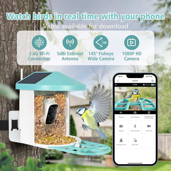 PetHaven.comSmart Feeder Surveillance Wireless CameraSmart Feeder Surveillance Wireless CameraProduct information:
 
 Specification: smart feeder video edition
 
 Applicable occasions for gifts: party
 
 Applicable object: Bird
 
 Category: Intelligent feeder0
