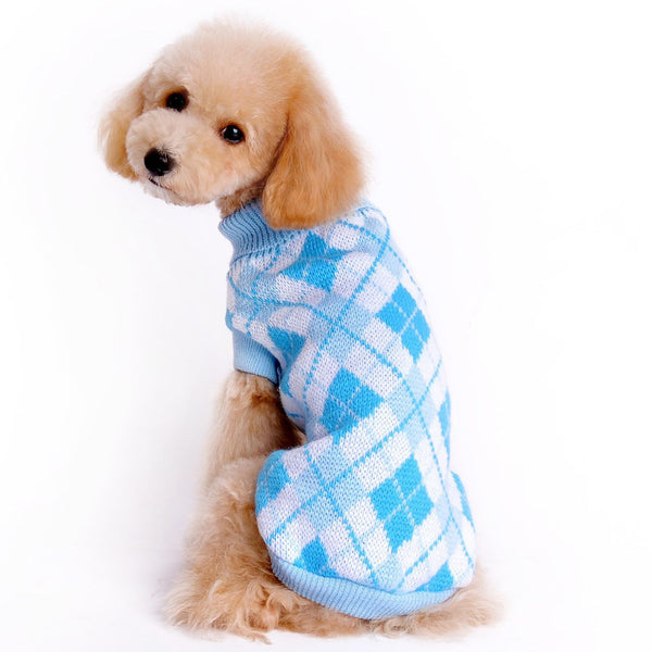 PetHaven.comPet clothes autumnPet clothes autumn and winter knittingmaterial: Wool
 
 Product category: sweater
 
 Use object: small and medium-sized dog clothing
 
 Style: knitted
 
 Collar shape: round neck
 
 Pattern: Geometric di0