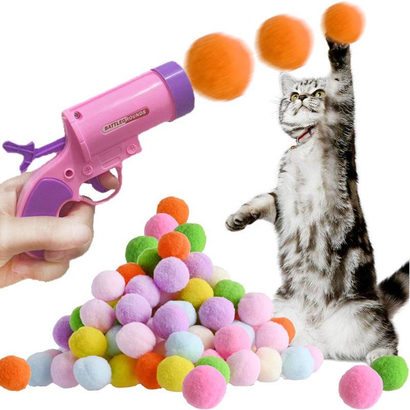 PetHaven.comCat Toy Pompons Gun Mute BallCat Toy Pompons Gun Mute BallCat Toy Pompons Gun Mute Ball is the perfect interactive toy for your feline friend. Designed for endless fun, this Cat Toy Pompons Gun Mute Ball features soft, coloaccessories