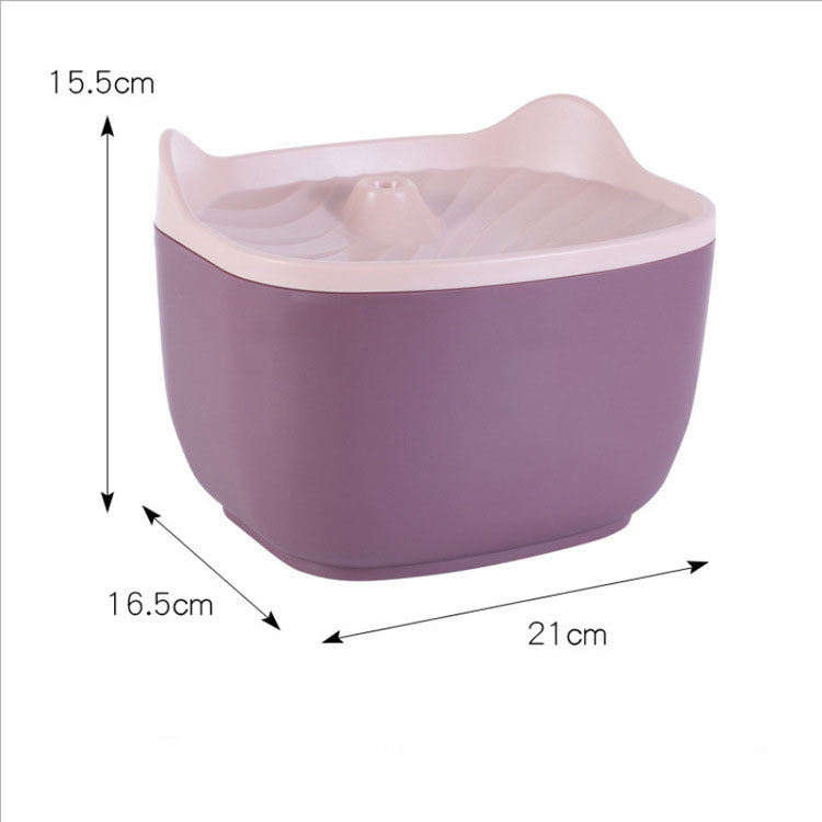 PetHaven.comWashable Pet Cat Drinking FountainRemovable And Washable Pet Cat Drinking FountainProduct information:
 


 Material: ABS
 
 Specification: pink purple, green yellow
 
 Capacity: 2.5L
 
 Power supply: DC 5V 50Hz 100ma
 
 Size: 21*16.5*15.5CM


 
 0