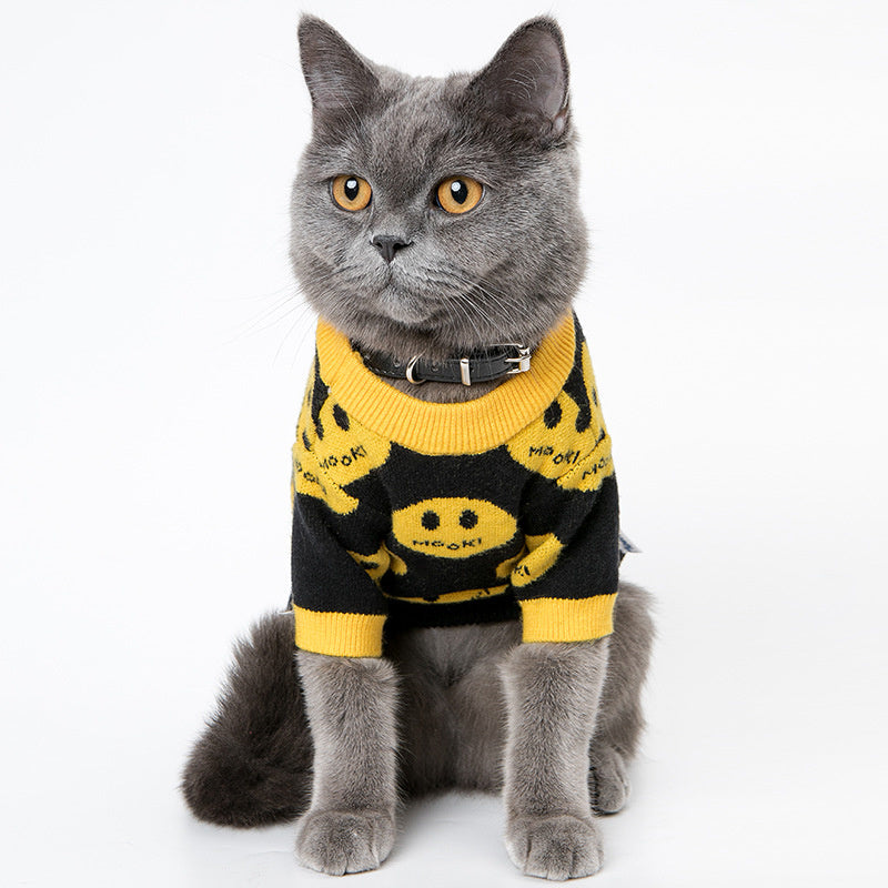 PetHaven.comDog clothes cat pet clothesDog clothes cat pet clothesmaterial: Wool
 
 Product Category: Clothes
 
 style: Casual
 
 Item: MK9 smile sweater
 
 Applicable gender: General
 
 Color: black
 
 Size: XS code, S code, M cod0