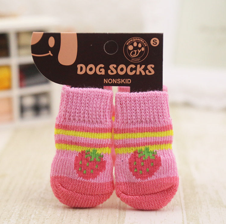 PetHaven.comdog dog socksThe dog dog socksMain fabric composition: polyester fiber (polyester)
Color: pink, yellow (4 packs)

 size:
 
 S: It is recommended to wear within 3 kg.
 
 
 M: It is recommended to socks