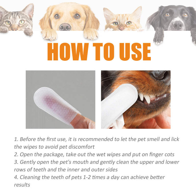 PetHaven.comDog Cat Teeth Cleaning Finger Stall Pet Teeth CleaningDog Cat Teeth Cleaning Finger Stall Pet Teeth CleaningProduct information:
 
 Efficacy: Pet Oral cleaning
 
 Specification: 50pads
 
 Ingredients: Water, cetyltrimethyl ammonium chloride, PEG-40 hydrogenated castor oil,pet care