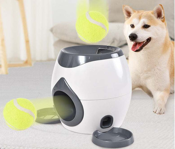 PetHaven.comSmart Pet Feeder Tennis Ball Missing Device Throwing Reward MachineSmart Pet Feeder Tennis Ball Missing Device Throwing Reward MachineOverview:
 
 
 1. This is a good helper to train your dogs.
 
 --Training your dog to put the ball into the machine
 
 --Wait for the ball roll out along the track (bowls