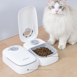 PetHaven.comPet Automatic Timing Feeder PuppyPet Automatic Timing Feeder PuppyProduct information:
 
 Material: Plastic
 
 Applicable object: Cat
 
 Specification: full double meal feeder/light gray
 
 Category: Pet tableware.
 
 Size: 242X2840