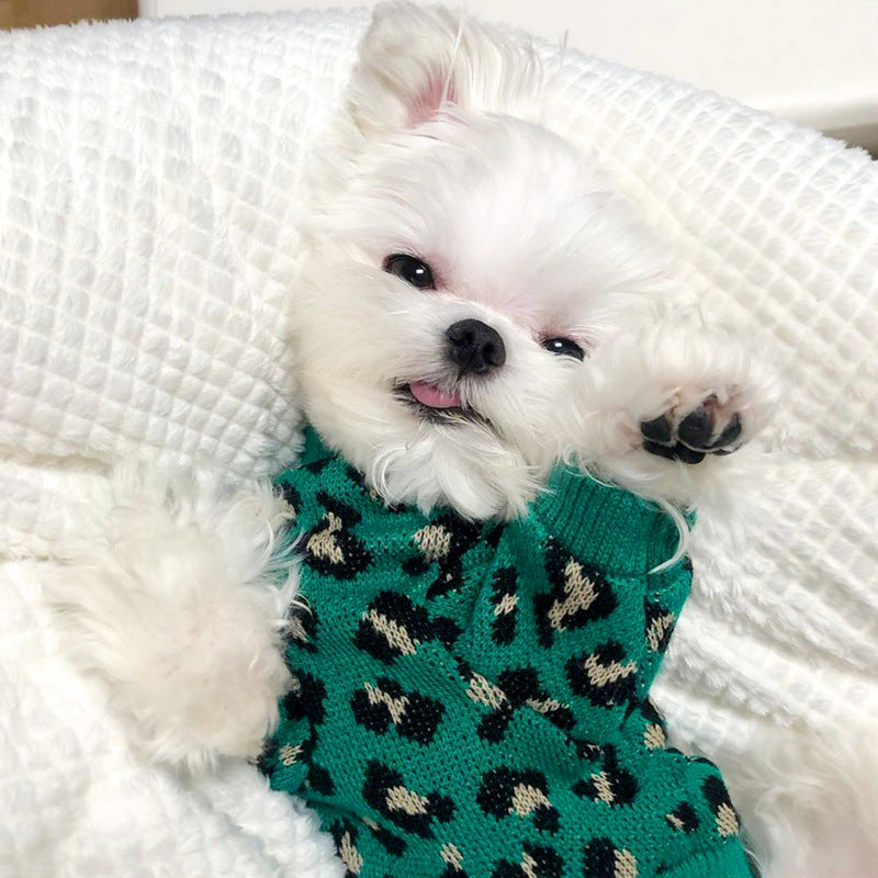 PetHaven.comKnitted Dog Leopard-print Sweater Small Dog Pet Dog Cat ClothesKnitted Dog Leopard-print Sweater Small Dog Pet Dog Cat ClothesProduct information:
 
 Color: green leopard (sleeveless), yellow leopard print (sleeveless)
 
 Size: XS back length 20 (recommended 1-2 jin),S back length 25 (recomclothes