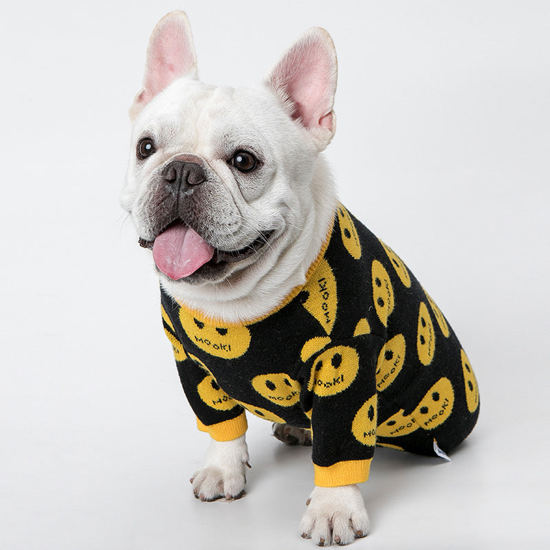 PetHaven.comDog clothes cat pet clothesDog clothes cat pet clothesmaterial: Wool
 
 Product Category: Clothes
 
 style: Casual
 
 Item: MK9 smile sweater
 
 Applicable gender: General
 
 Color: black
 
 Size: XS code, S code, M cod0