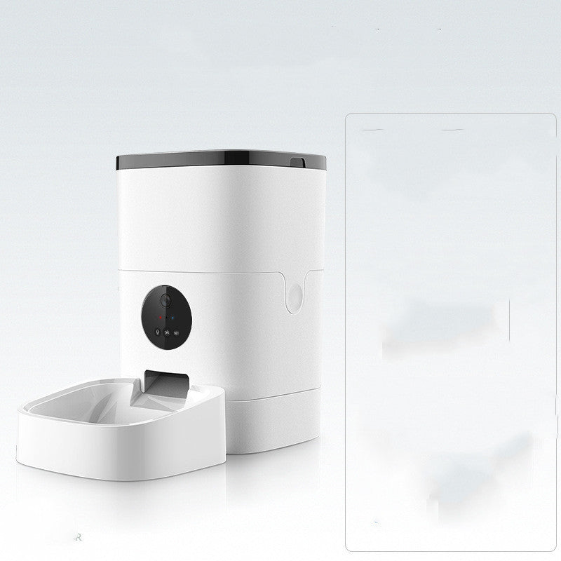 PetHaven.comPet automatic feederPet automatic feedercolor: White
 
 Capacity: 6.0L
 
 Material: food grade ABS
 
 Dry food size: 2-12mm (diameter)
 
 Suitable for: cats and dogs of various sizes
 
 Dual power supply: 0