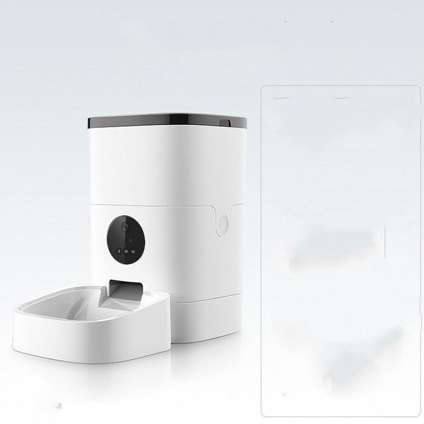 PetHaven.comPet automatic feederPet automatic feedercolor: White
 
 Capacity: 6.0L
 
 Material: food grade ABS
 
 Dry food size: 2-12mm (diameter)
 
 Suitable for: cats and dogs of various sizes
 
 Dual power supply: 0