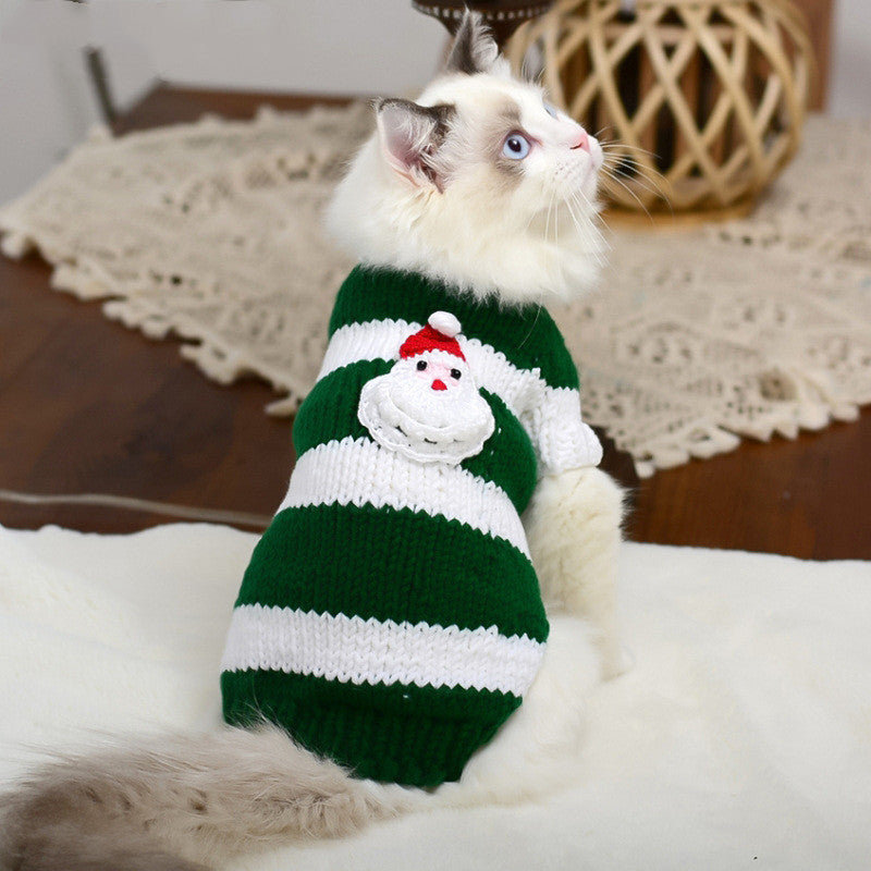 PetHaven.comHairless Cat Warm Sweater Pet Cat ClothesHairless Cat Warm Sweater Pet Cat ClothesProduct information:


 Material: Wool
 
 Product category: sweater
 
 Applicable gender: general
 
 Color: light green stripes-handmade sweaters, light purple strip0
