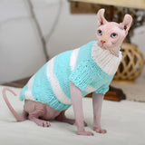 PetHaven.comHairless Cat Warm Sweater Pet Cat ClothesHairless Cat Warm Sweater Pet Cat ClothesProduct information:


 Material: Wool
 
 Product category: sweater
 
 Applicable gender: general
 
 Color: light green stripes-handmade sweaters, light purple strip0