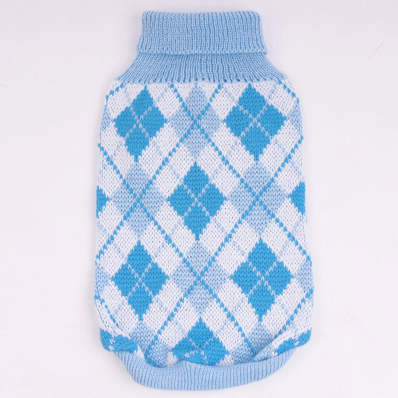 PetHaven.comPet clothes autumnPet clothes autumn and winter knittingmaterial: Wool
 
 Product category: sweater
 
 Use object: small and medium-sized dog clothing
 
 Style: knitted
 
 Collar shape: round neck
 
 Pattern: Geometric di0