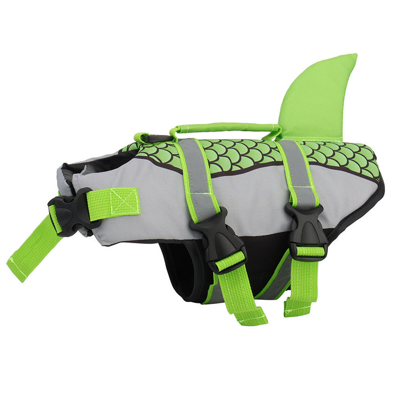 PetHaven.comSwim Pet Dog Life Jacket Vest Clothes Life Vest Collar Harness Pets Swimming Summer Swimwear Scales Shark Pet ProductsSwim Pet Dog Life Jacket Vest Clothes Life Vest Collar Harness Pets SwOverview:

PET LIFEJACKET WITH HIGH BUOYANCY - The life jacket is made of ripstop Oxford cloth. The body of the pet life vest is filled with EPE and the belly is madclothes