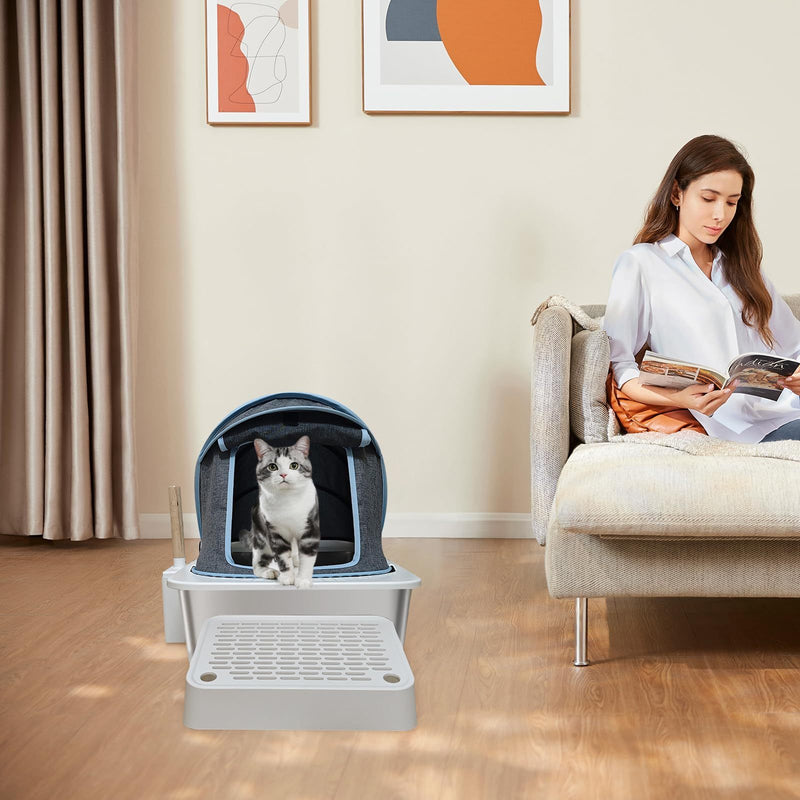 PetHaven.comCloth Cover Type Cat Litter Boxfully Enclosed Anti-splash EasyCloth Cover Type Cat Litter Box,fully Enclosed, Anti-splash, Easy To C【STURDY AND DURABLE】 Enclosed metal litter box design prevents litter from scattering outside the box,ensure that even the most enthusiastic diggers won't make a mesLitter box