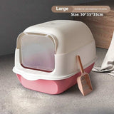 PetHaven.comLitter Box Fully Enclosed Cat ToiletLitter Box Fully Enclosed Cat ToiletProduct information:


 Size: 50 * 35 * 33cm
 
 Color: Sakura Pink, Sapphire Blue Deep Sky Grey
 
 Material: PP material
 
 

Packing list: 

Cat litter box x 1pc 

Litter box