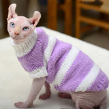 PetHaven.comHairless Cat Warm Sweater Pet Cat ClothesHairless Cat Warm Sweater Pet Cat ClothesProduct information:


 Material: Wool
 
 Product category: sweater
 
 Applicable gender: general
 
 Color: light green stripes-handmade sweaters, light purple strip0
