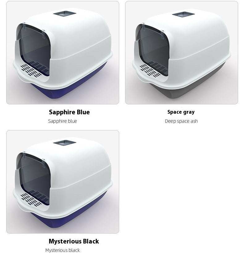 PetHaven.comLitter Box Fully Enclosed Cat ToiletLitter Box Fully Enclosed Cat ToiletProduct information:


 Size: 50 * 35 * 33cm
 
 Color: Sakura Pink, Sapphire Blue Deep Sky Grey
 
 Material: PP material
 
 

Packing list: 

Cat litter box x 1pc 

Litter box