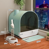 PetHaven.comToilet Cat Litter Box Closed Type Odor IsolationToilet Cat Litter Box Closed Type Odor IsolationProduct Details:
 
 Material: PVC
 
 Pattern: plain
 
 Type: cat litter box
 
 Shape:
 
 1 Style: [Smoke and Rain Ash] Fully enclosed bamboo charcoal deodorant cat wLitter box