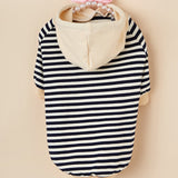 PetHaven.comPet Striped Sweater Dog Fashion Hooded ClothesPet Striped Sweater Dog Fashion Hooded ClothesProduct information:
 


 Material: Polyester
 
 Product category: Two-legged clothes T
 
 Application: Pet


 


 Size Information:
 
 Size: XS, S, M, L, XL


 
 
 clothes