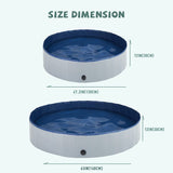 PetHaven.comFoldable Pet Pool Swimming Pool Paddling Pool ThickenedFoldable Pet Pool Swimming Pool Paddling Pool Thickened Non-slip DensiProduct information:
 
 Color: gray/blue
 
 Material: PVC
 
 Specification: 120cm,160cm


Packing list: 

Pet pool*1pc+Zipper bag*1pc


Product Image:0