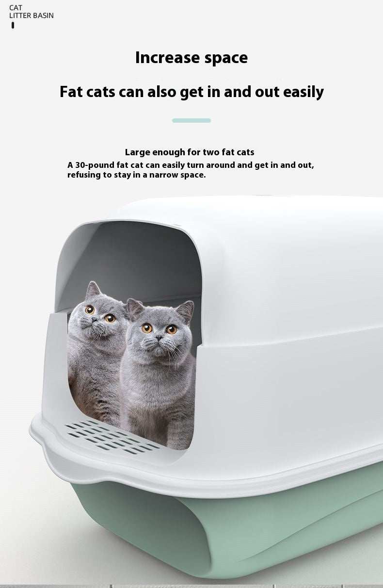 PetHaven.comLitter Box Fully Enclosed Cat ToiletLitter Box Fully Enclosed Cat ToiletProduct information:


 Size: 50 * 35 * 33cm
 
 Color: Sakura Pink, Sapphire Blue Deep Sky Grey
 
 Material: PP material
 
 

Packing list: 

Cat litter box x 1pc 

Litter box