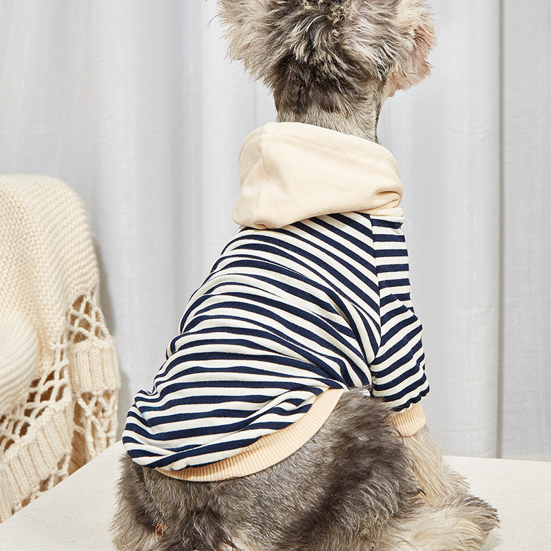 PetHaven.comPet Striped Sweater Dog Fashion Hooded ClothesPet Striped Sweater Dog Fashion Hooded ClothesProduct information:
 


 Material: Polyester
 
 Product category: Two-legged clothes T
 
 Application: Pet


 


 Size Information:
 
 Size: XS, S, M, L, XL


 
 
 clothes
