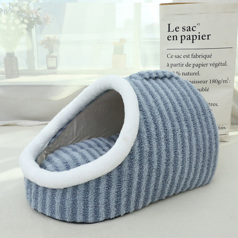PetHaven.comThickenedThickened Three-dimensional Cat Nest Macaron Double-piece Autumn And WProduct information:
 
 Color: Small size 45*30*25, medium 55*40*30, large 60*45*35
 
 Specifications: pink, green, blue, yellow
 
 Material: cloth
 
 Applicable objbed
